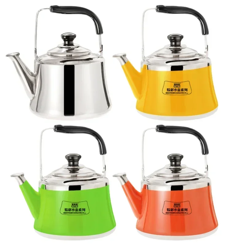 Commercial and Home Use Colorful Stainless Steel Hot Pot Soup Kettle with Whistle Magnetic Stove Gas Universal Tea Kettle