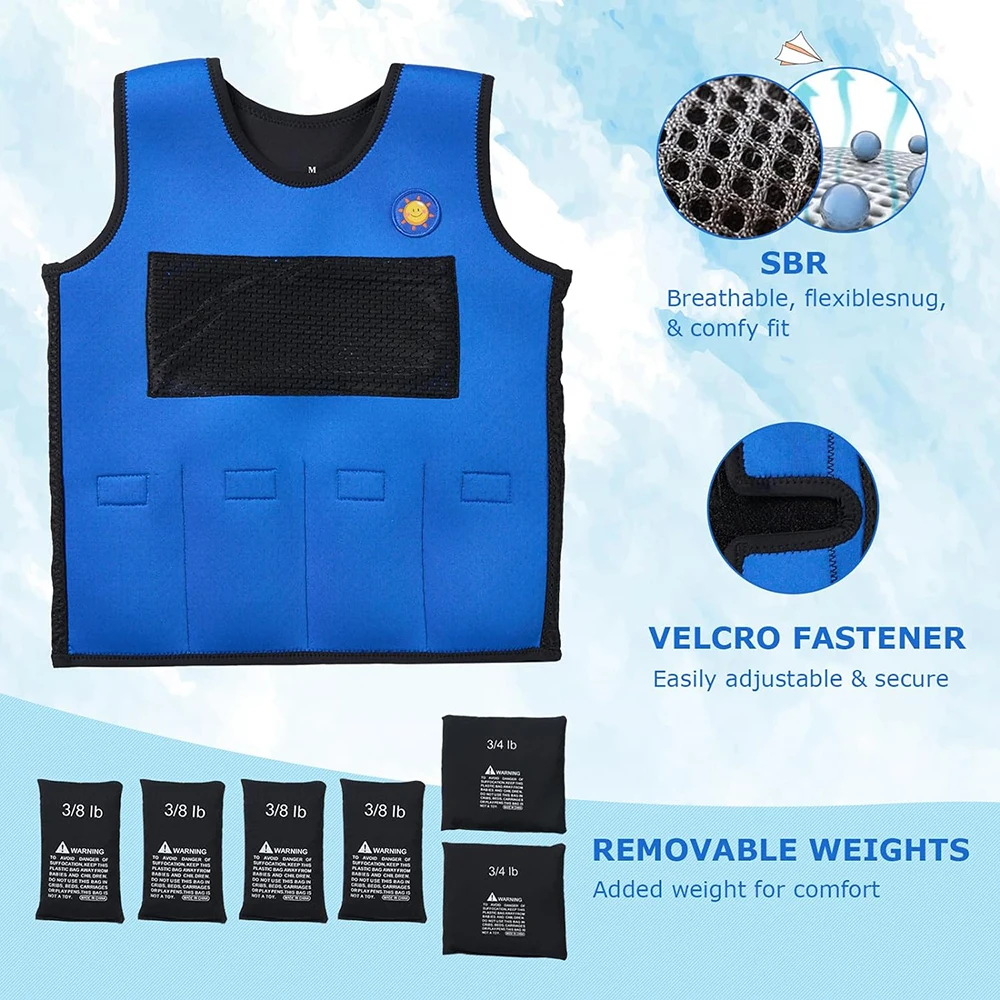 TOPARCHERY Weighted Vest for Kids Adjustable Weights for Kids Provide Deep Pressure Comfort compression Vest for Kids