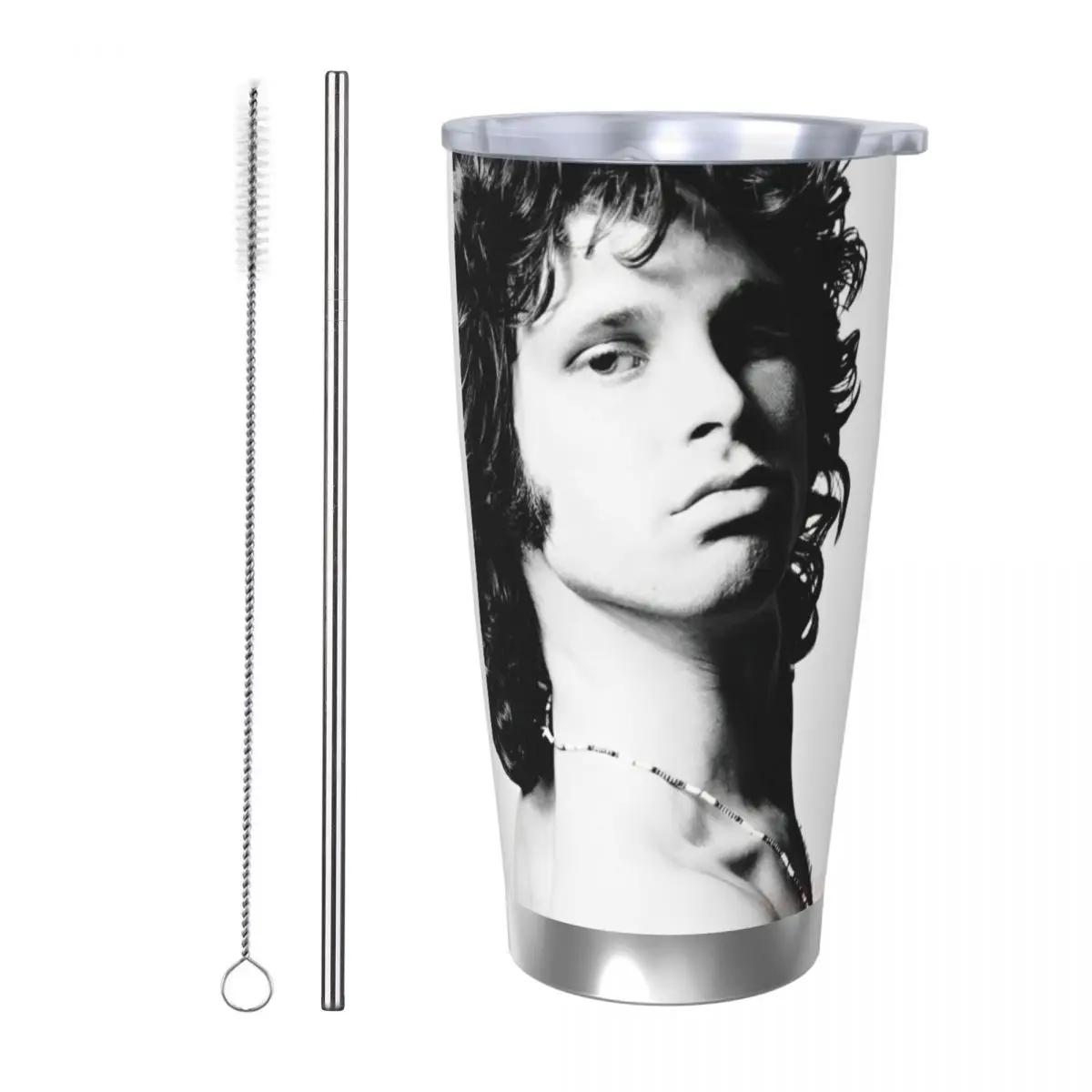 Jim Morrison Insulated Tumbler with Straws Lid The Doors Rock Band Stainless Steel Coffee Mugs Double Wall Car Bottle Cups, 20oz