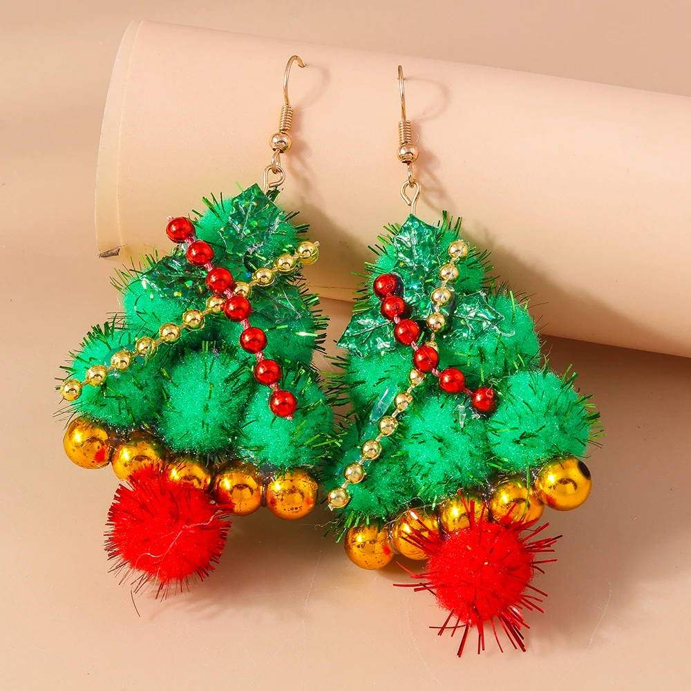 Modische Weihnachts-Ohrringe für Damen, Weihnachtsbaum-Hängeohrringe, Mädchen-Neujahrsfest-Schmuck, Geschenke – Detail 3