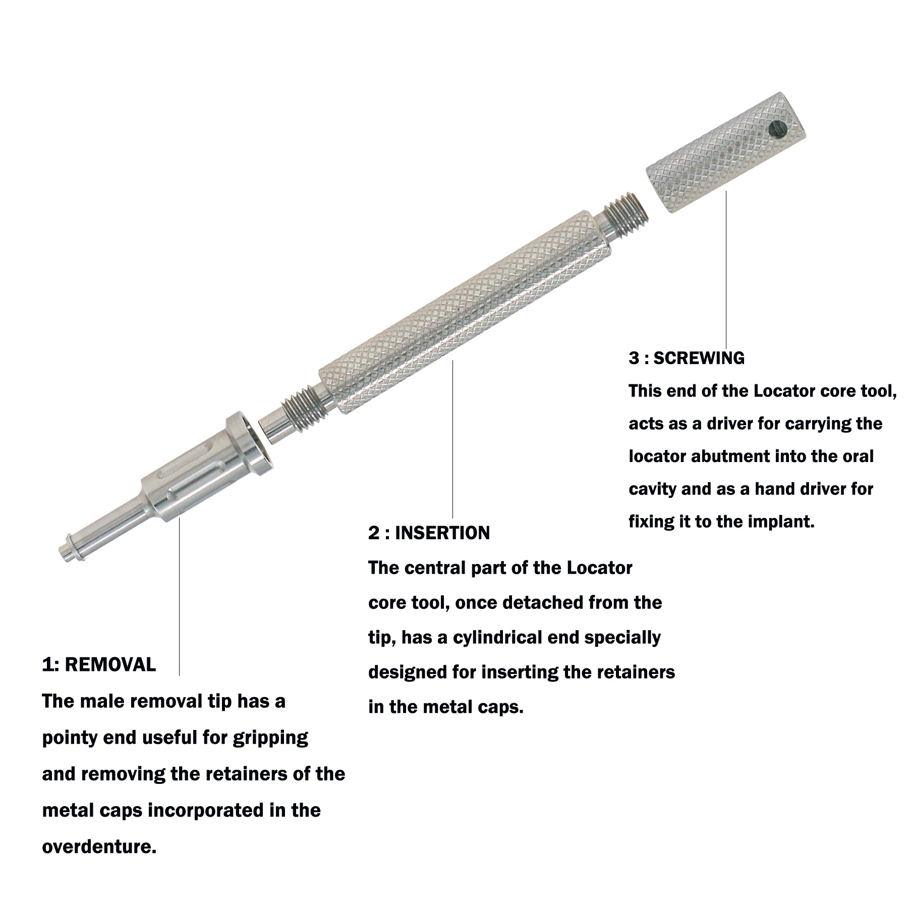 Dental Handle Locater Core Tool 3 in 1 Legacy Locater Multi-Function Tool