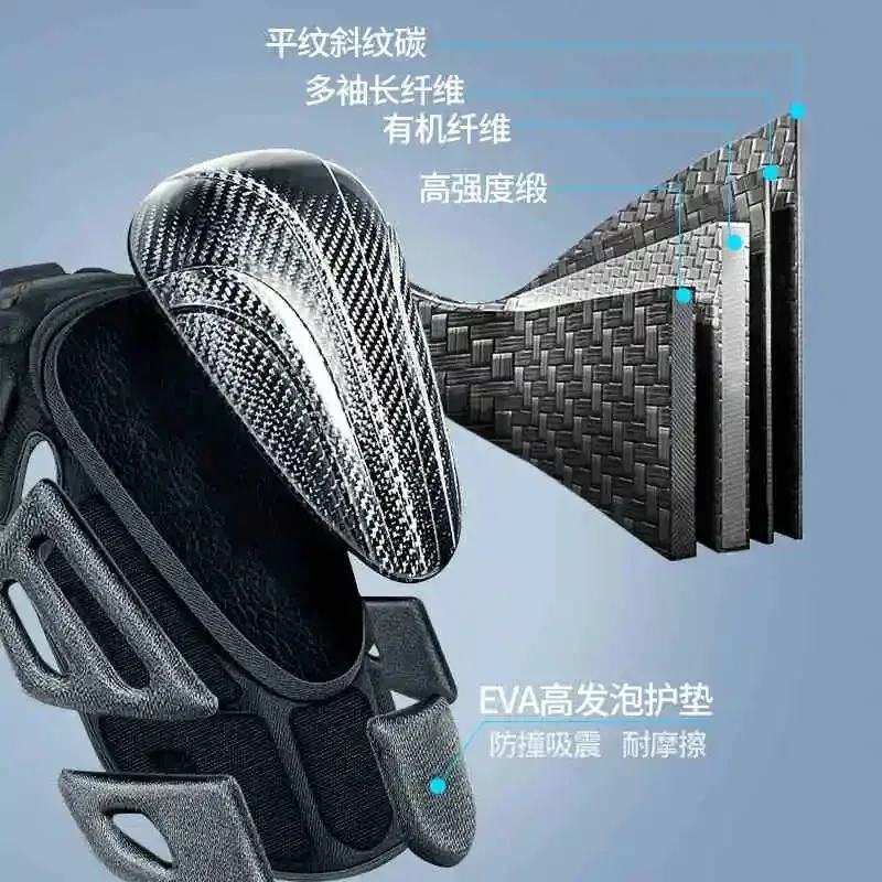 Premium Carbon Fiber Knee & Elbow Protective Pads Adjustable Summer Anti-Collision Armor for Motorcycle Riders Protection riding view 3