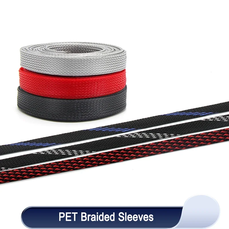 

2/10m PET Expandable Braided Sleeve 2/4/6/8/10/12/14/16/20/25/30/40mm High Density Nylon Insulation DIY Cable Protector Sheath