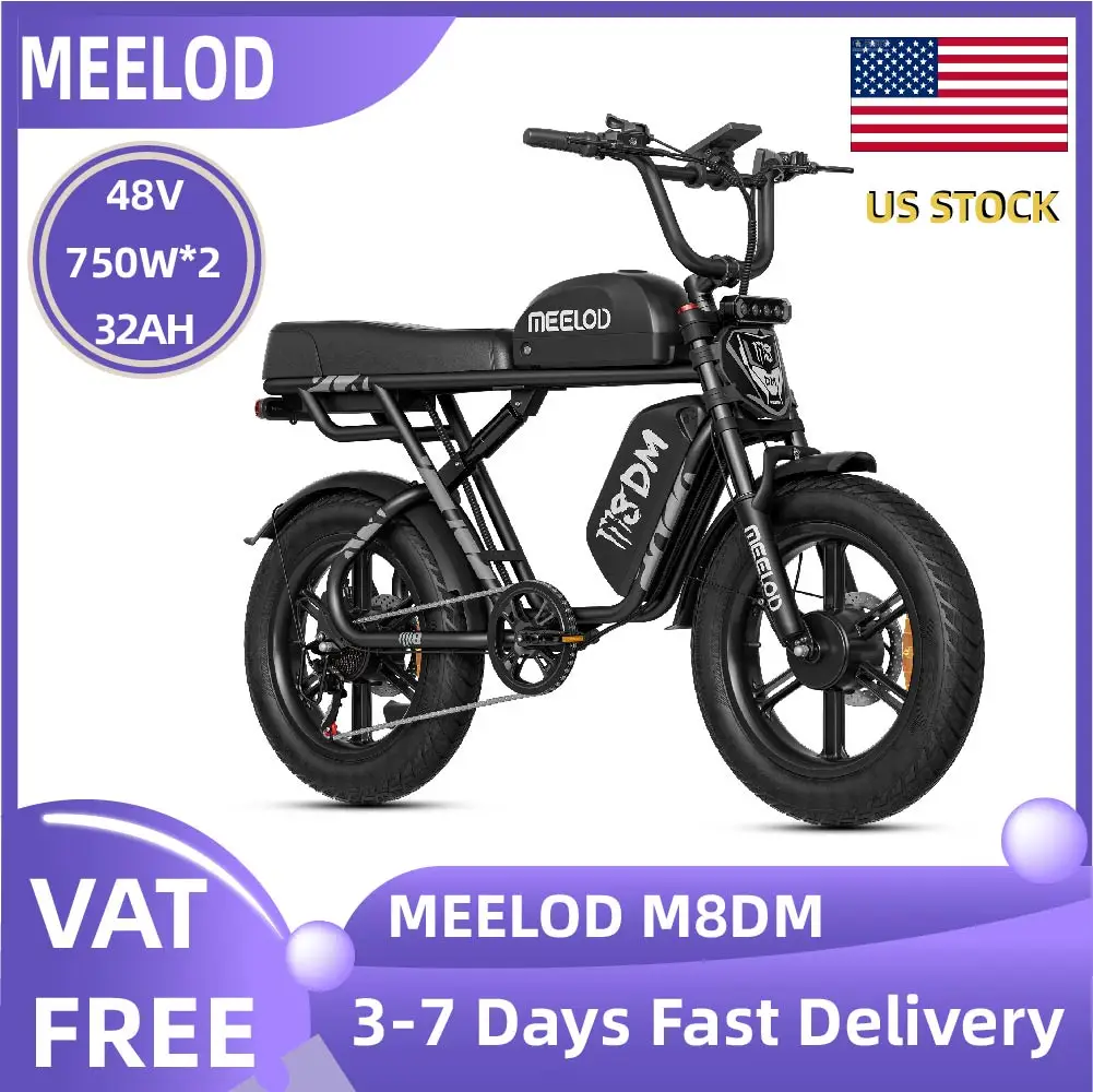 

MEELOD M8DM adult E-bike 20-inch Fat Tire E-Mountain bike 750W*2 motor 48V 32Ah battery commute Electric Bike