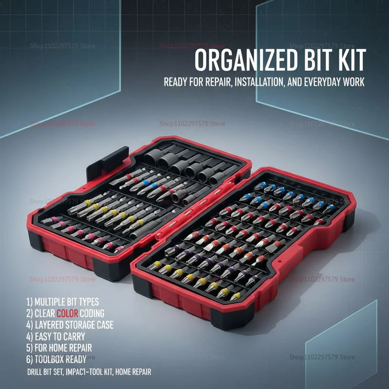 

83-Piece Screwdriver Drill Bits Set For Impact Drill Portable Magnetic Non-Slip Power Tool Accessory Box Ideal For Home DIY.