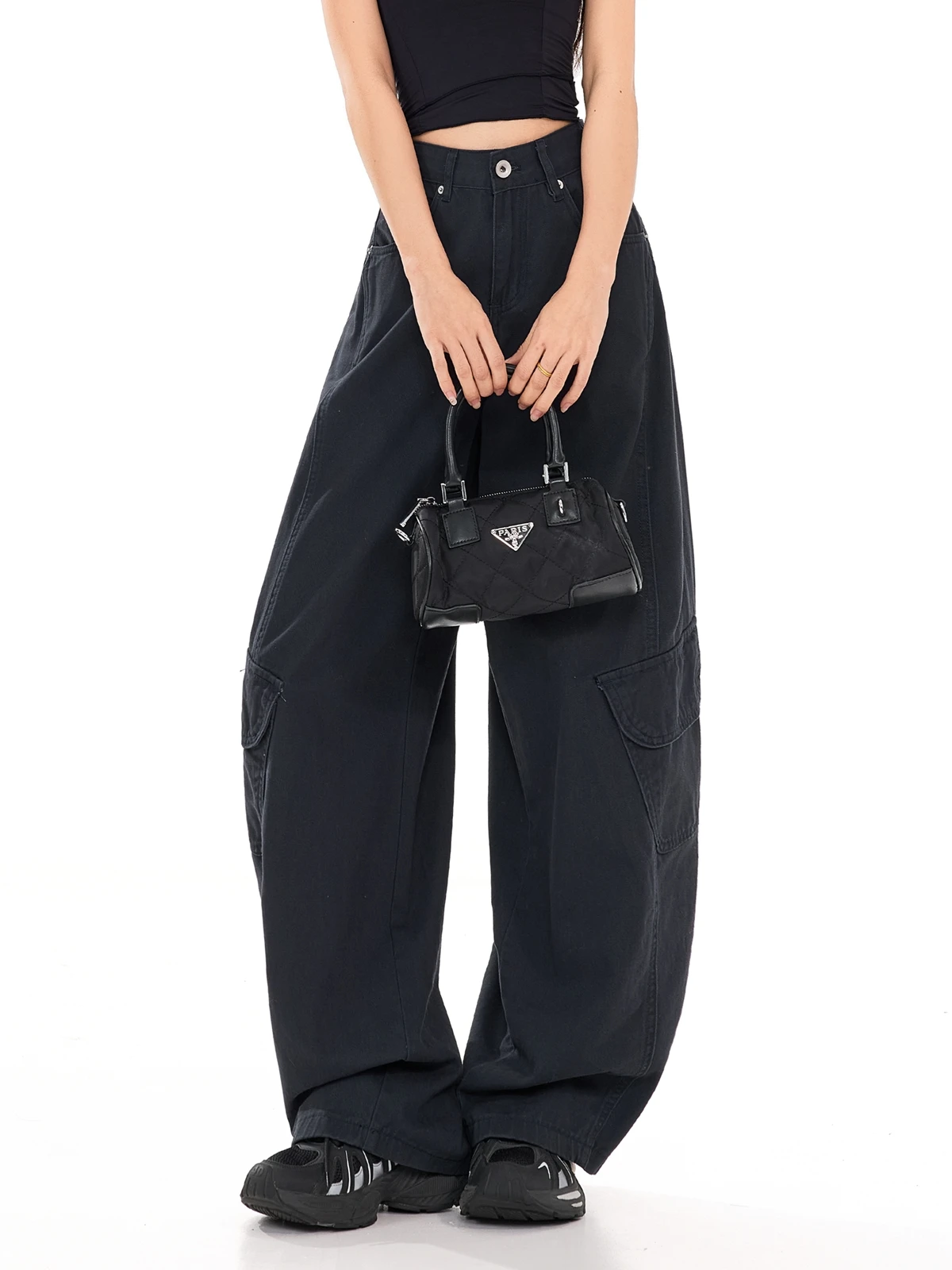 

ZHISILAO New Black Cargo Pants Women Casual Loose Chic Baggy Trousers Spring 2026 Streetwear