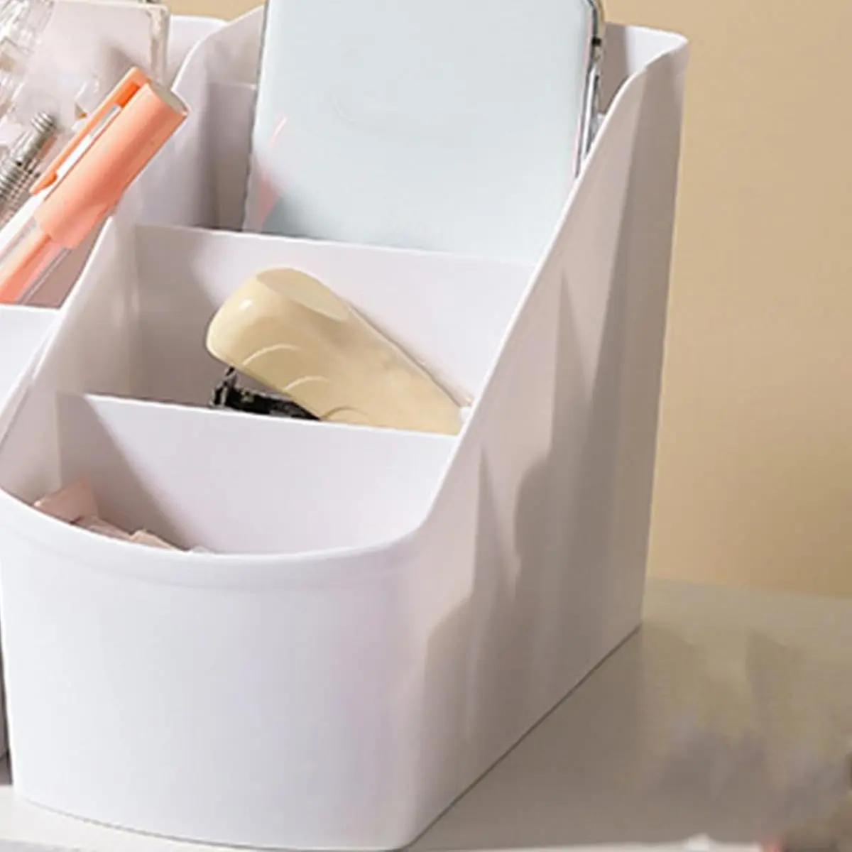 (AA91) Schreibtisch-Organizer mit 4 Fächern, Kunststoff, multifunktionaler Stift-, Bleistift- und Fernbedienungshalter, Schreibwaren-Organizer, Blau