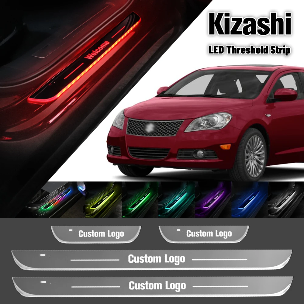 Lampu ambang pintu mobil untuk Suzuki Kizashi 2010-2016 Logo kustom LED 2013 2014 2015 selamat datang Pedal ambang pintu Aksesori lampu