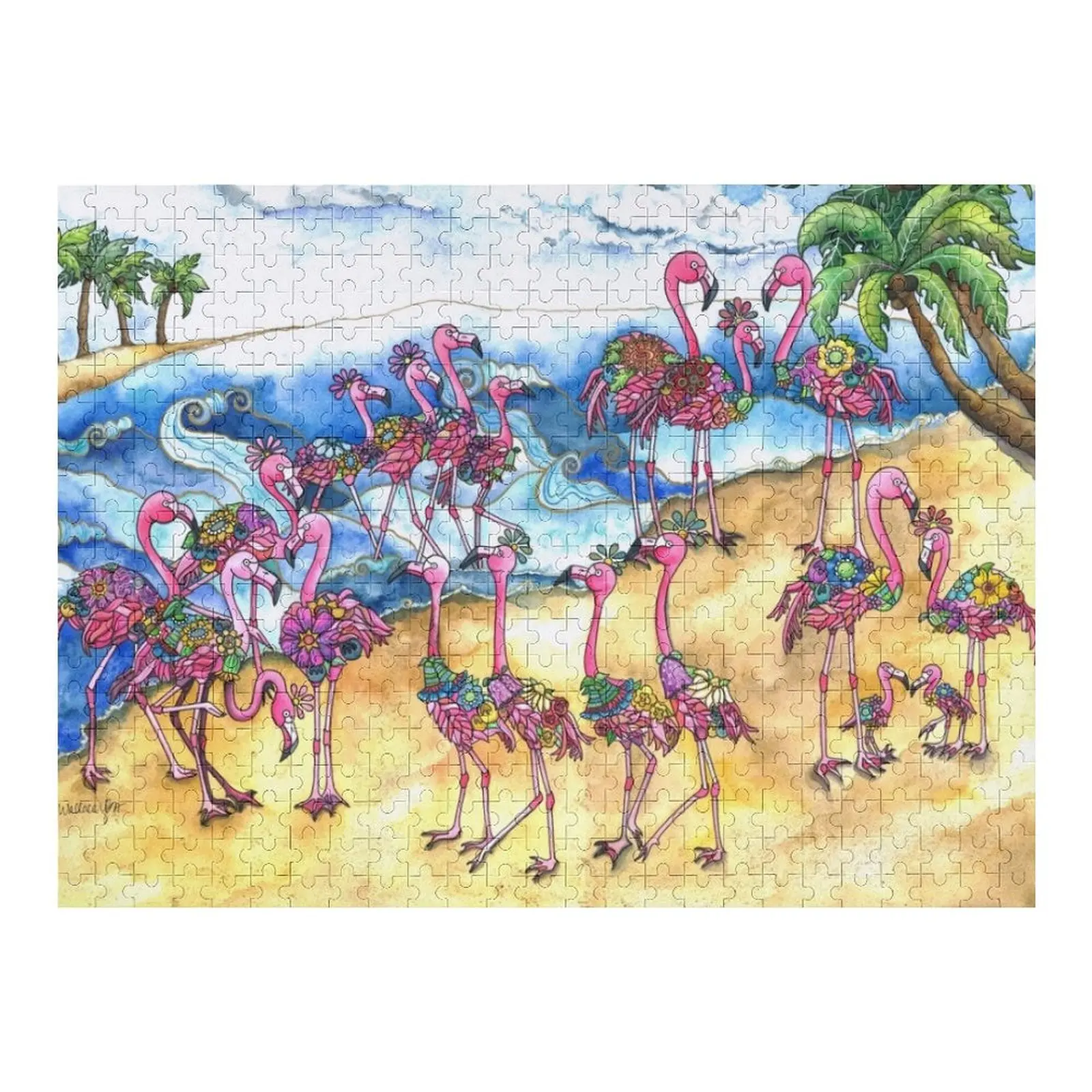 

День пляжа для фломарии фламинго Пазл Iq Персонализированный персонализированный пазл для детей Персонализированный пазл