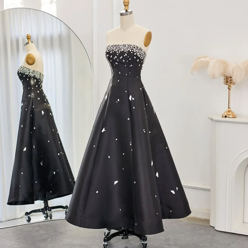 Customized Pastrol Charmeuse Pleat Sequined A-line Strapless Long Dresses Quinceanera Bespoke Occasion Elegant