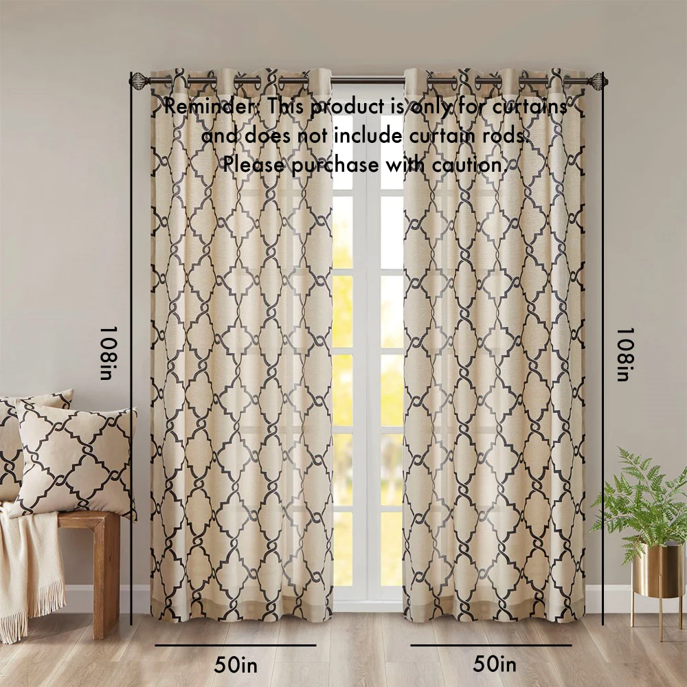 Panel de cortina de ventana superior con ojales de impresión trazada (solo panel de 1 pieza)