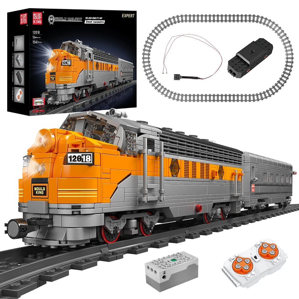 Mould King 12018 Technischer Zug-Bausatz Ferngesteuertes USA EMD F7 WP Diesel-Lokomotivmodell Kinder-Weihnachtsgeschenk Spielzeug