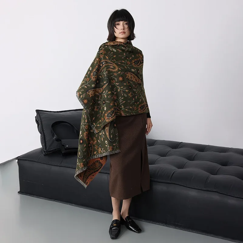 

Retro scarf autumn and winter paisley elegant versatile shawl ethnic jacquard outerwear cape neck warmer for women