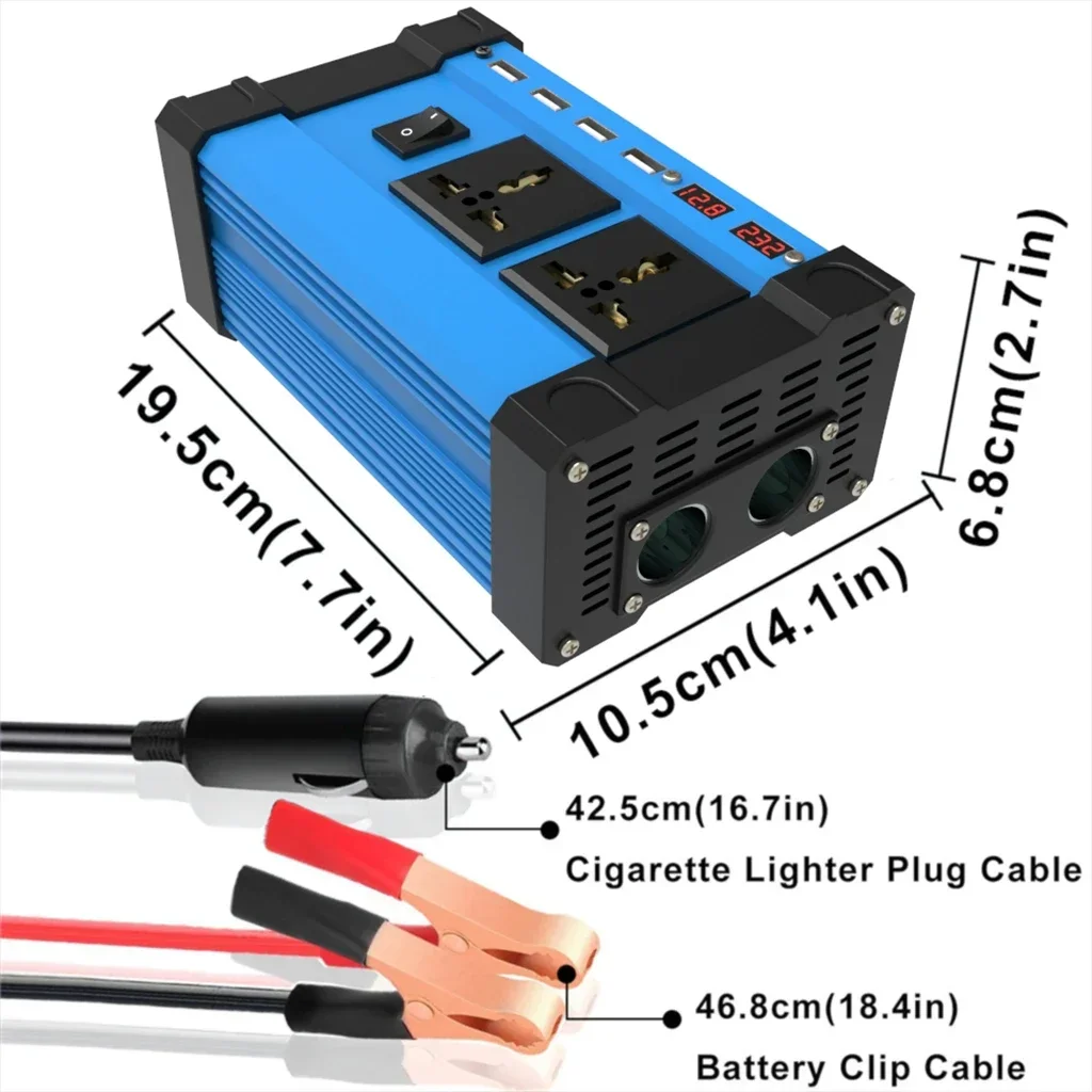 6000W Pure Sine Wave Inverter Charger - Dual Voltage 12V to 220V/110V Smart Converter for Home/RV/Marine