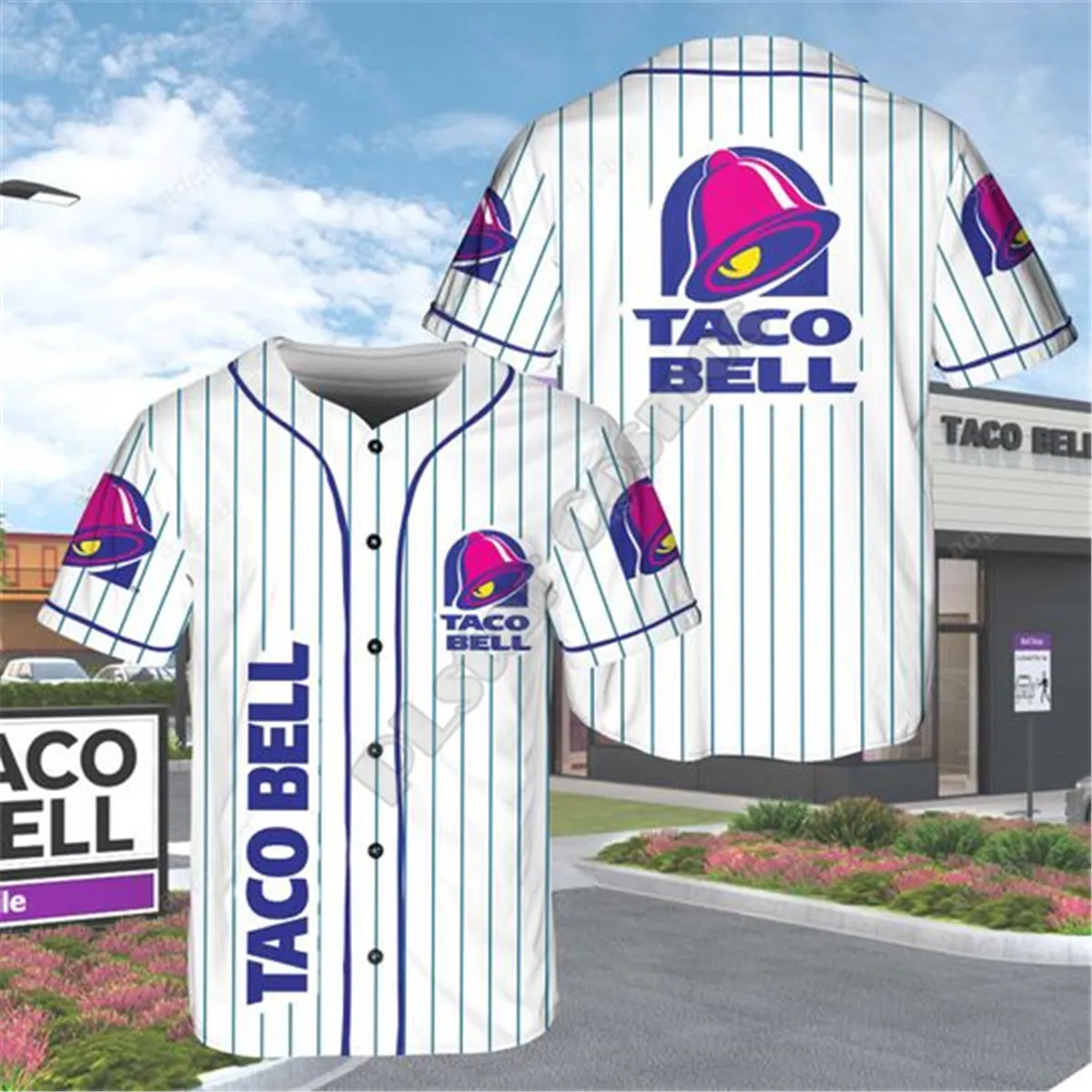 Taco Bell custom personalized name Jersey Baseball Shirts 3D Printed Men's Shirt hip hop Tops