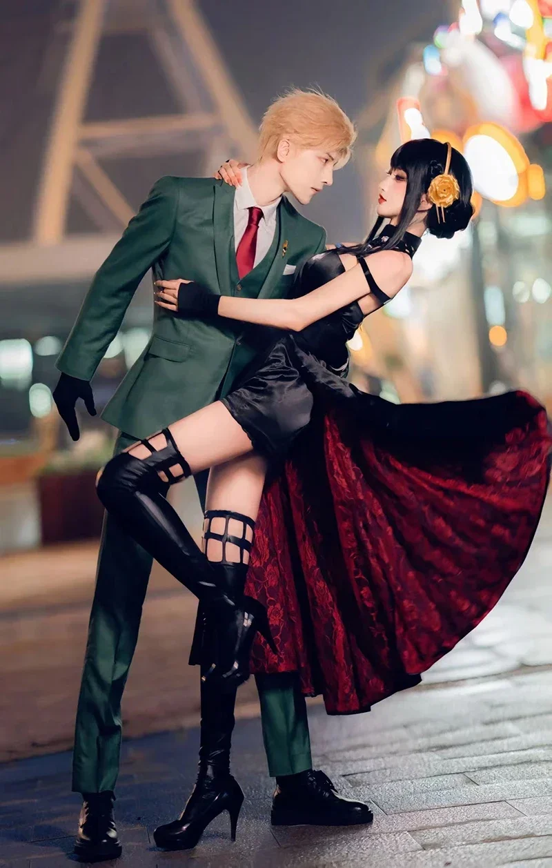CosplayAnime Spy X disfraz de Cosplay familiar Yor Forger vestido Sexy Loid Forger traje verde claro Anya Kawaii traje fiesta de Carnaval W