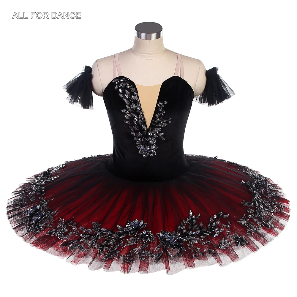 

BLL521 Black Velvet Bodice with Black & Red Tulle Tutu Girls & Women Stage Performance Ballet Costume Competition Ballet Tutu