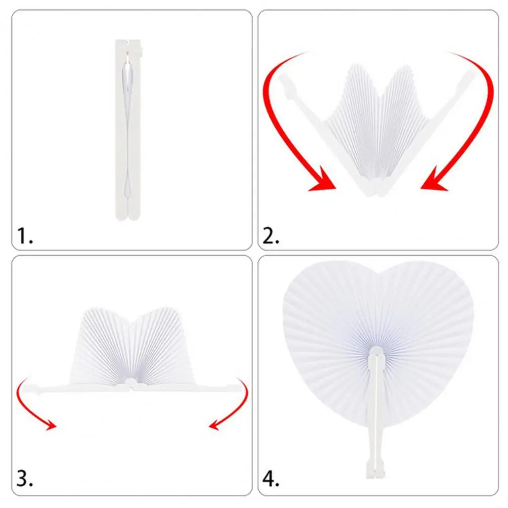 Diy Paper Fan Set of 5 Love Heart Folding Fans Diy White Paper Portable Hand Held Fans for Summer Dance Performances Photo Props