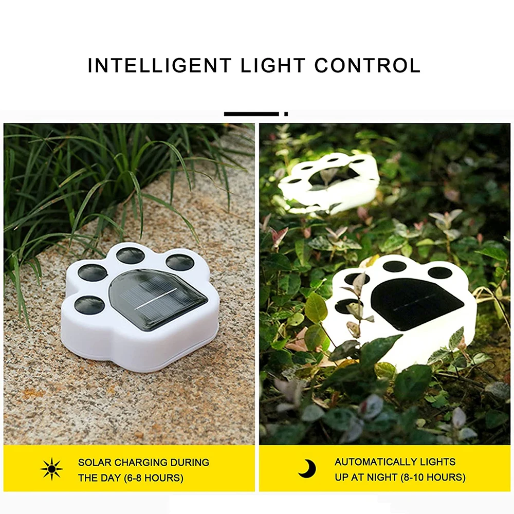 Solar Ground Lights Bear Paw Shape LED Outdoor Garden Landscape Foor Lamp for Lawn Pathway Yard Walkway Vegetable Patch 4 Pack