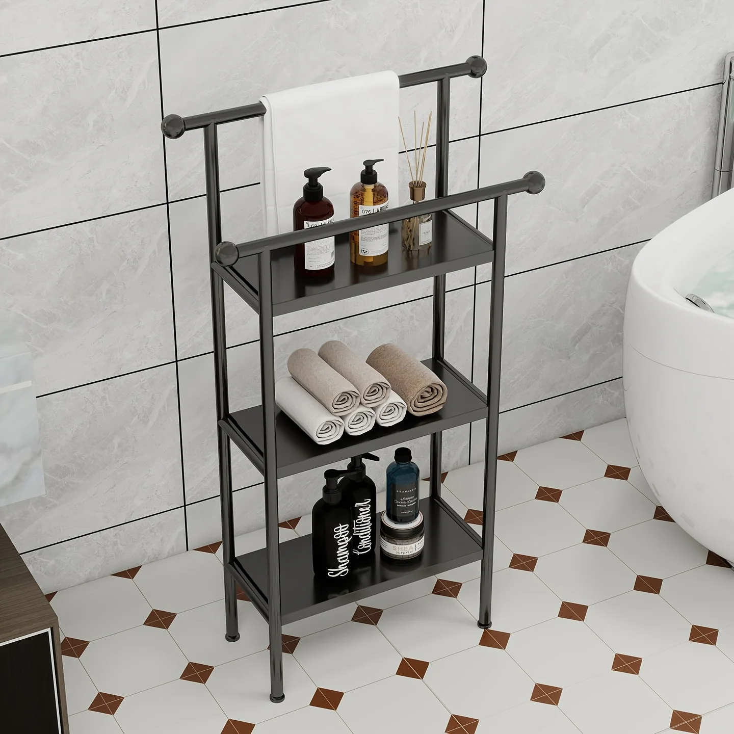 Italian Light Luxury Towel Rack, Easy Floor Bathroom Rack, Floor Bathroom Towel Rack, Multifunctional Storage Rack, Design Sense