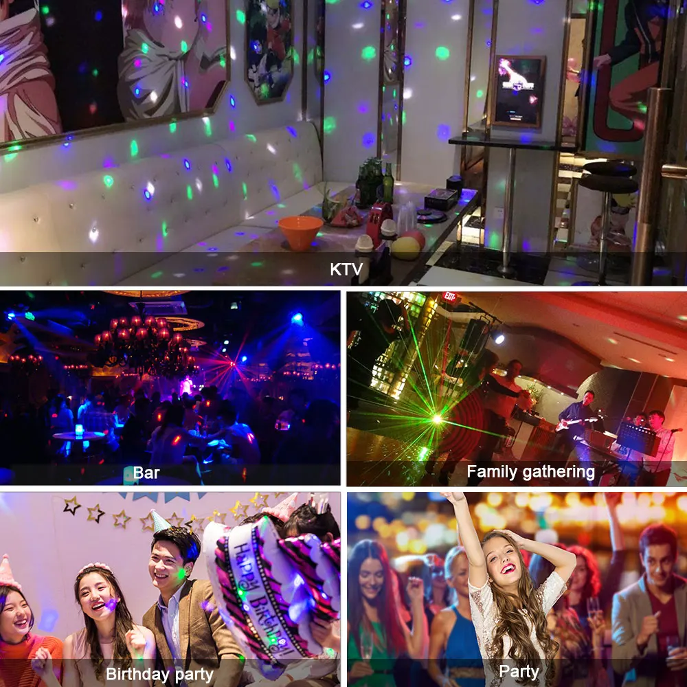 RGB Colourful Disco Ball E27 Led Stage Light Auto Rotating DJ Disco Light Home KTV Bar Club Party Lights Moving Head Projectors