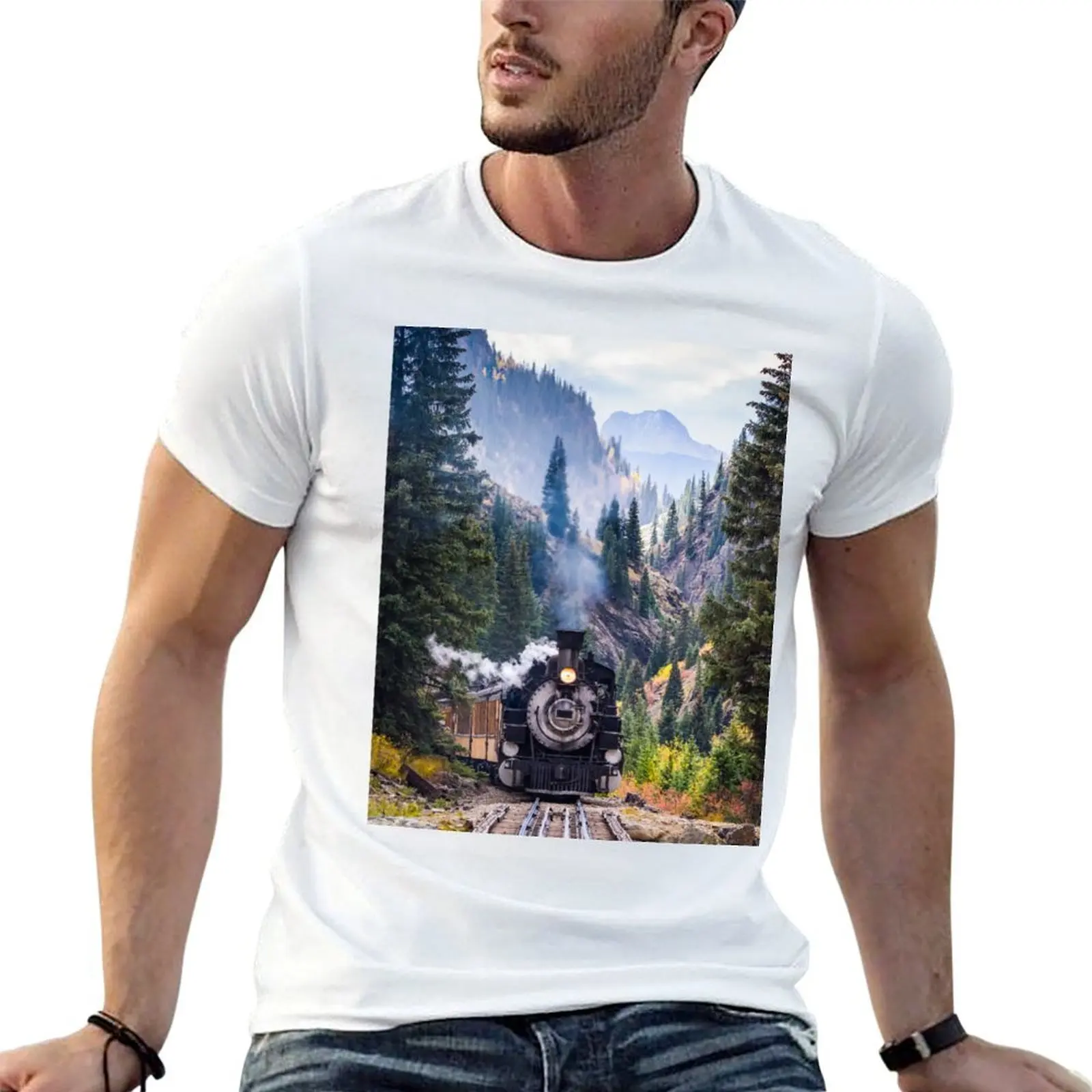 

Steam Train in Colorado T-Shirt t shirts for man pack white cotton t shirts man 100% T-Shirt