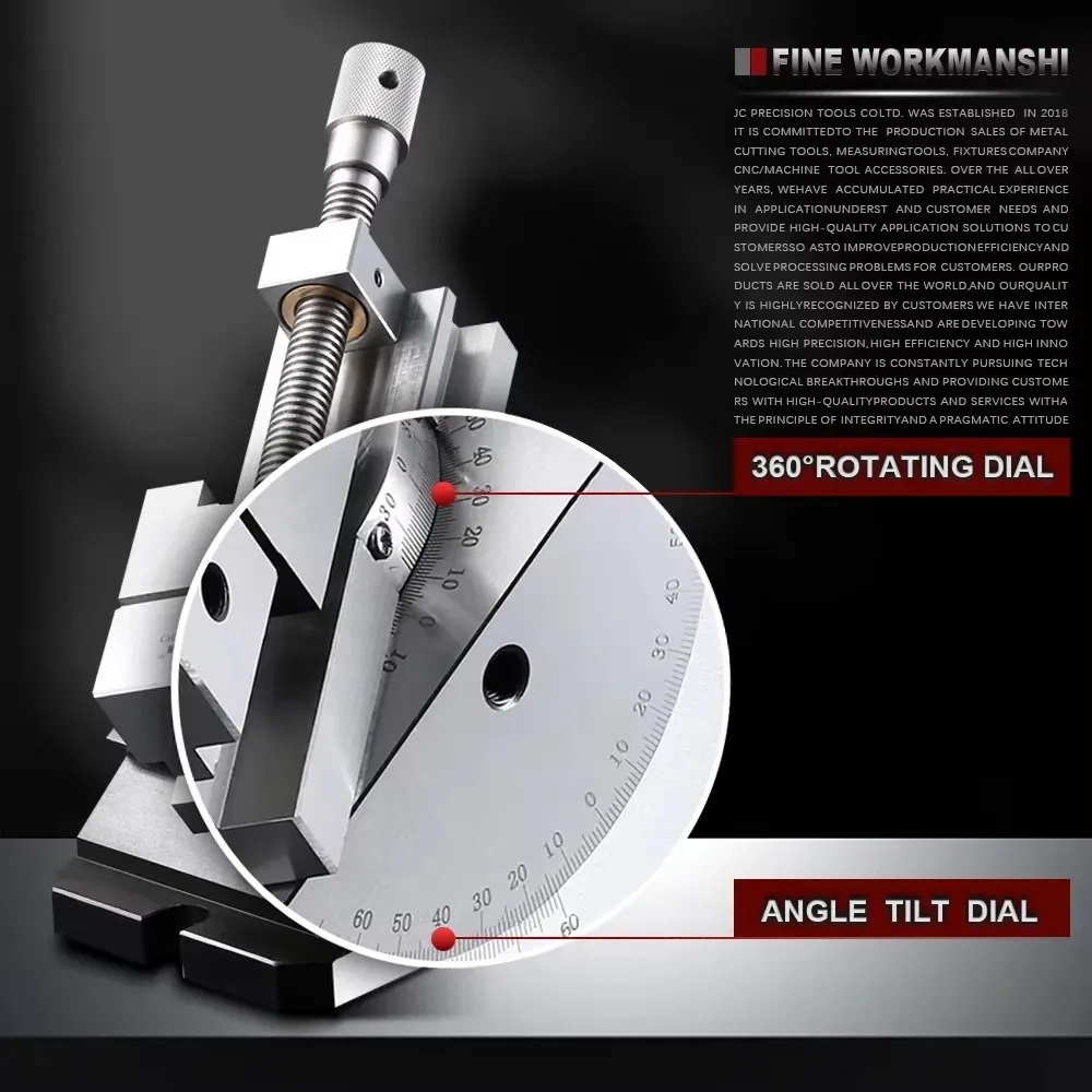 Universal Swivel Flat Jaw Precision Vise 360-Degree Adjustable Angle Sine Tilt Flat Jaw Vise Manual