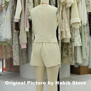 Set feiner Taille und elegante Taillen ohne weibliche Ärmel, monochrome Weste, Bürodame, lässig, Sommer, 2 Stück, 2024 8 Hauptverkäufe Set Women's Verao - №4