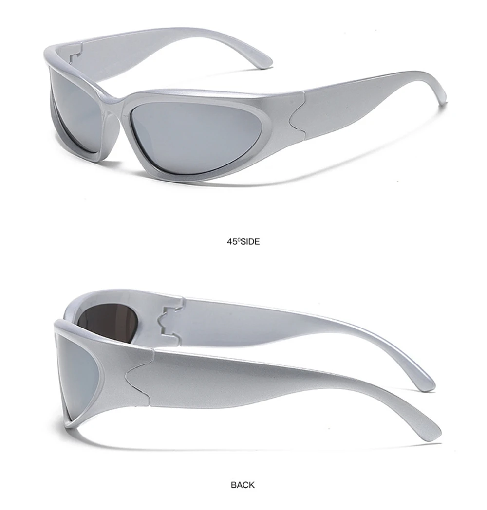 VIVIBEE Y2K Sonnenbrille für Damen, Steampunk-Spiegelgläser, Weiß, Sport-Schutzbrille, UV400, Punk-Sonnenbrille, Trendprodukt 2026 – Detail 14