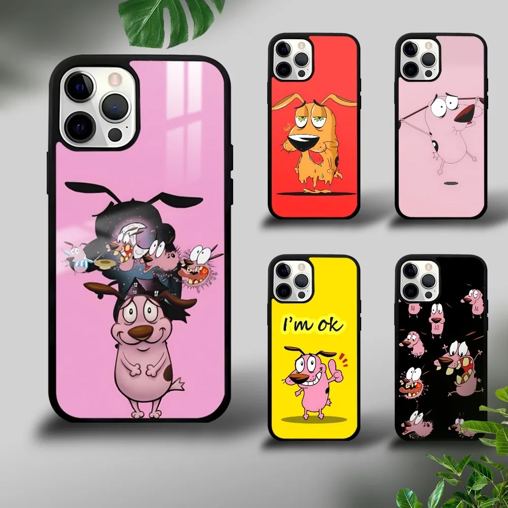 Cartoon Comics Courage The Cowardly-Dog Phone Case For iPhone 16 15 14 13 12 11 Pro Xs Max Mini Plus Celulares Hard Funda