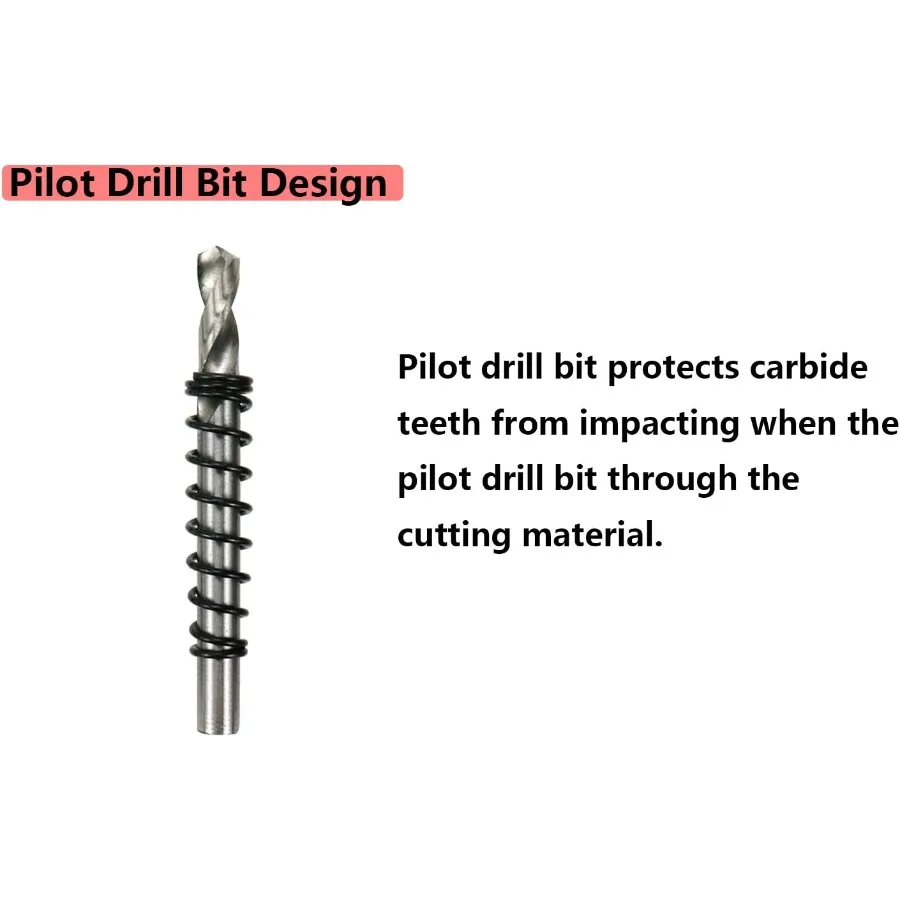 Hole Saw 1.5inch 38mm Metal Hole Saw Carbide Tipped Hole Cutter with 2 Pilot Drill Bits for Cutting Stainless Steel Plate Iron