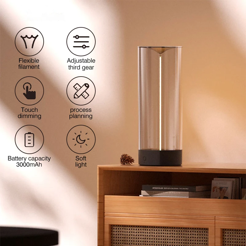 AUGE Mini Minimalist Table Lamp Cordless LED Desk Lamp Rechargeable Modern Night Lights Portable Nightstand Lamps for Bedroom image 2