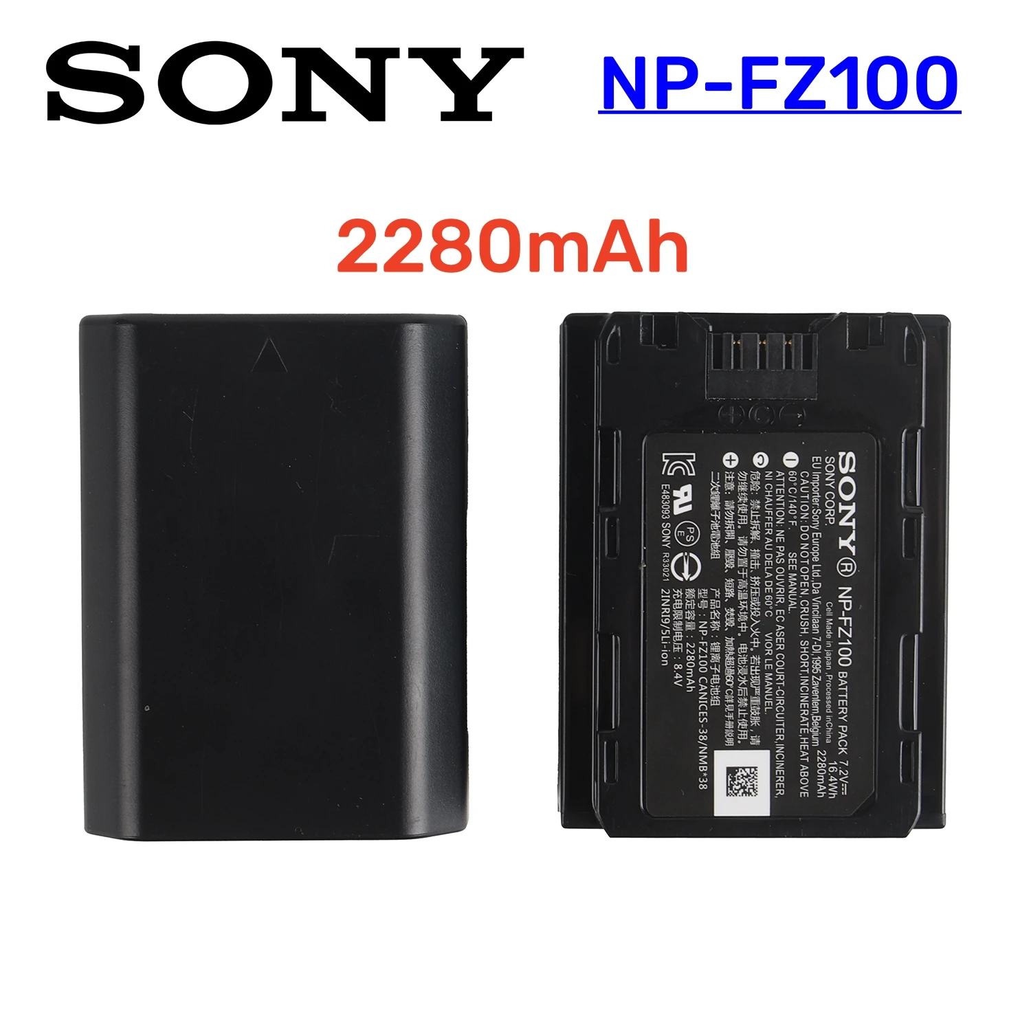 Batería Original NPFZ100 NP-FZ100 NP FZ100 de 2280mah para cámara Sony 7R Mark III, A7III, A7SIII, A7R III, A7RIV, A7R 2, A9, A6600