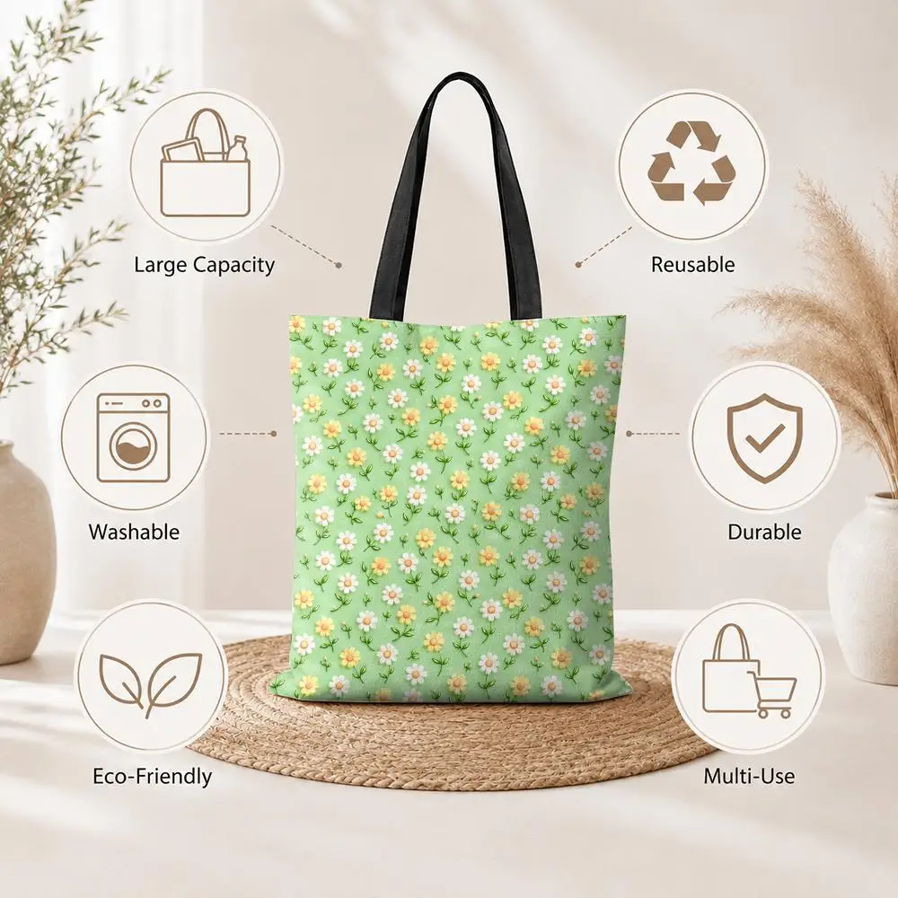 Tiny Floral Storage Bags Double Sided Print Large Capacity Reusable Shopping Fashion & Daily Commute Gift