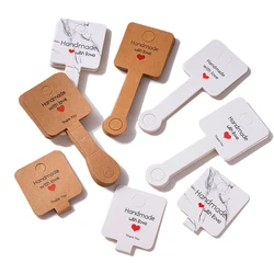 50pcs 4x10cm Self Adhesive Kraft Paper Card Bracelet Necklace Jewelry Hanging Holder for Small Business Retail Display Packaging
