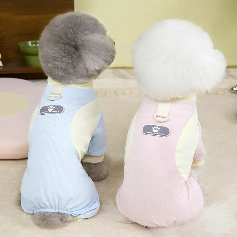 Mesh Dog Clothes Summer Thin Sun Protection Puppy Jumpsuit Onesie 4-Legs Hoodie Pajamas For Small Dogs Poodle Kitten Dog Pijamas