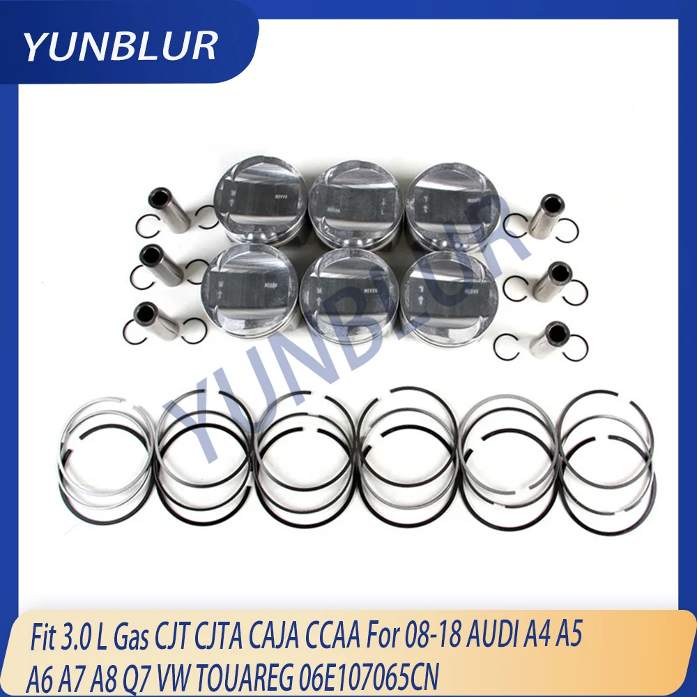 

STD Engine Piston & Rings Set Fit 3.0 L Gas CJT CJTA CAJA CCAA For 08-18 AUDI A4 A5 A6 C6 A7 C7 A8 Q7 VW TOUAREG 06E107065CN