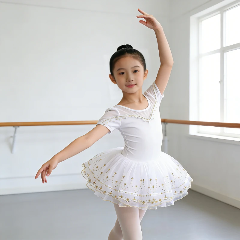 kids-girls-ballet-leotards-summer-short-sleeve-dance-dress-tutu-skirt-ballerina-performance-lace-mesh-embroidery-dancewear