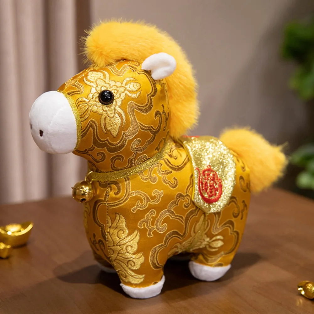 

Good Luck Colorful Horse Plush Doll Satin Creative Cartoon Steed Doll Flashing Kawaii Chinese New Year Gift Home Decoration