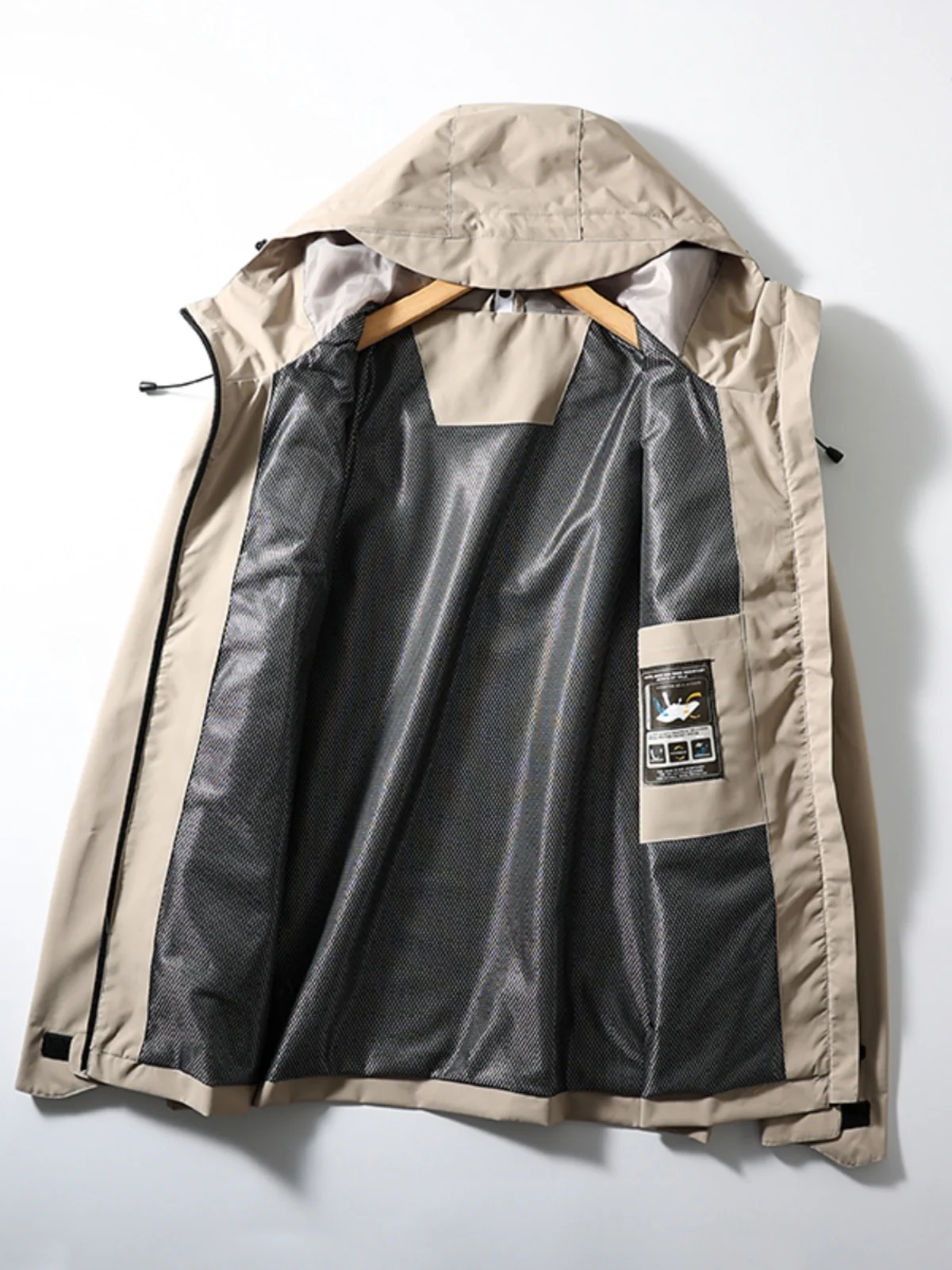 

Men's Casual Hooded Jaet Windproof Water-Resistant Autumn New Faion Urban Sle Long Sve Zipper Closure Outdoor Coat