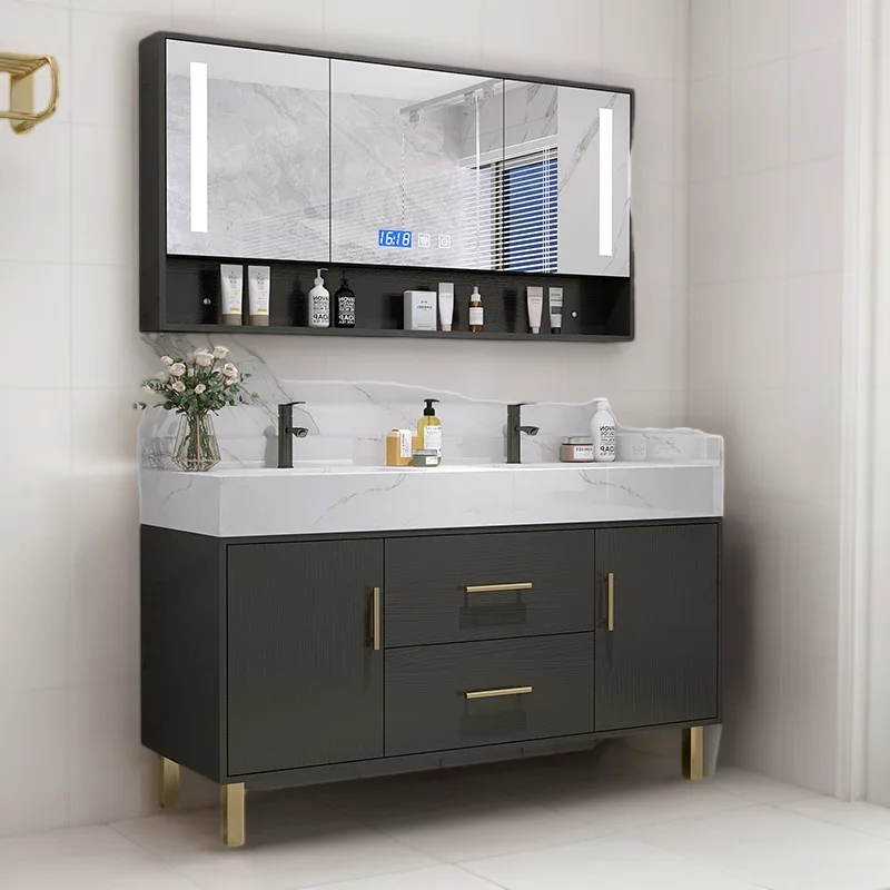 

Bathroom Furniture Double Washbasin Cabinet Vanity Corner Multipurpose Wc Storage Open Cabinets Sink Base Filing Mobile Bagno