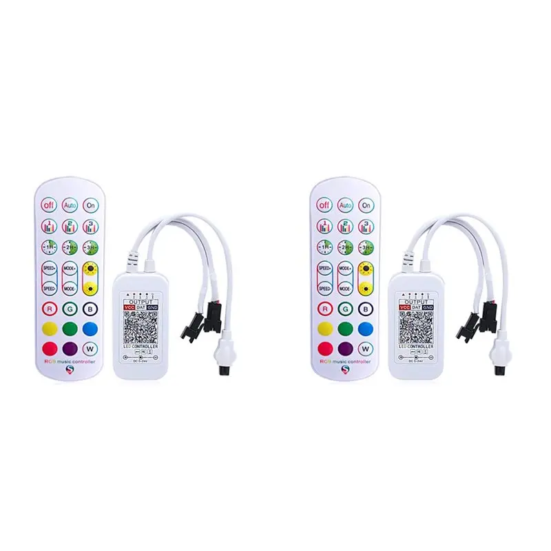 

【SURPISE】2X контроллер Bluetooth WS2812B для адресной светодиодной ленты 5050 RGB, 24-клавишный пульт дистанционного управления, музыкальный смарт-контроллер