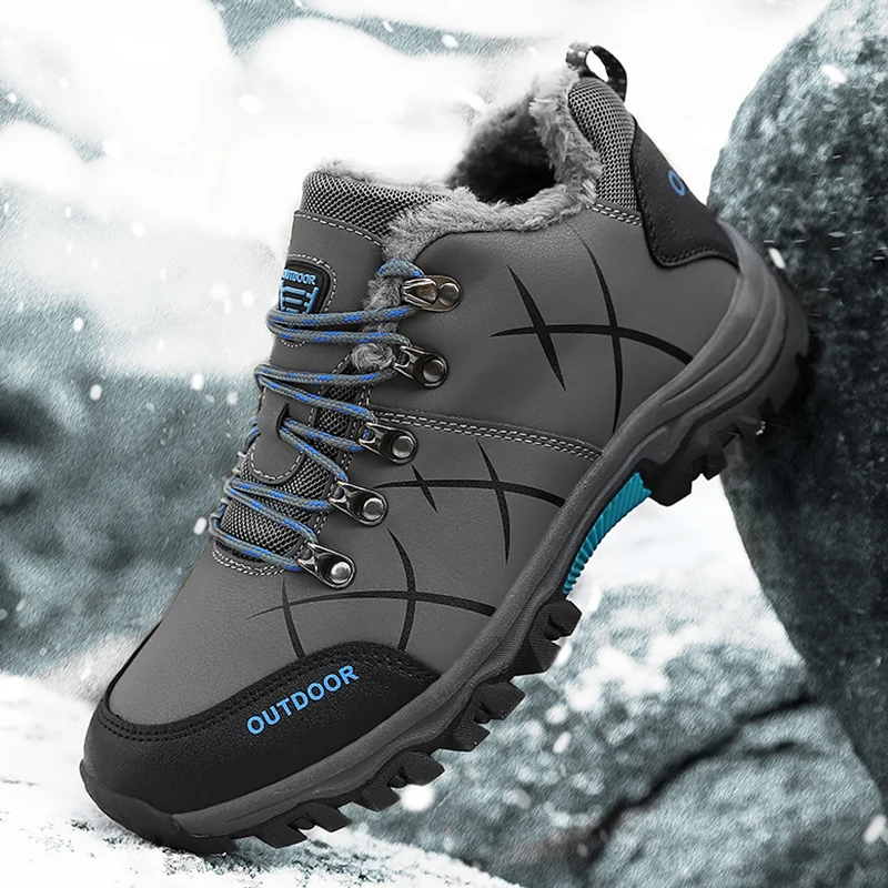 

Waterproof Hiking Shoes Winter Men’s Outdoor Warm Sneakers Snow Boots Non-slip Trekking Boots Male Anti-collision Walking Shoes