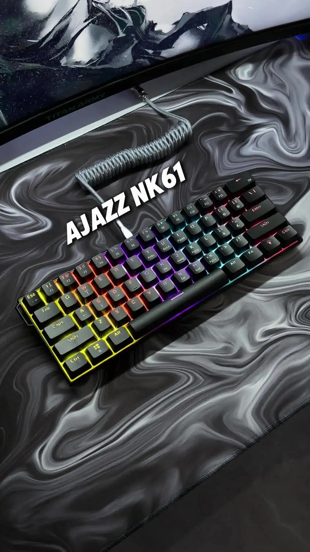 Ajazz NK61 Mechanical Wired Gaming Keyboard RGB Lighting Effects