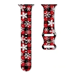 Snowflake Christmas Printed Strap for Apple Watch 11 10 9 8 SE Silicone Band Replacable Bracelet for iWatch 46mm 42mm 41mm 40mm