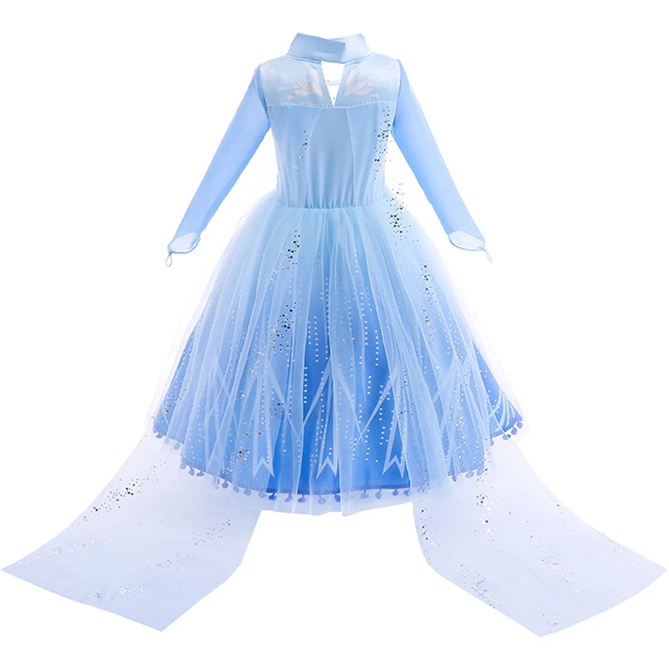 Disney gefroren Mädchen Kleid Elsa 2 Prinzessin Cosplay Kostüm Kind Phantasie Kinder Kleider Vestidos Schnee königin mit langem Umhang