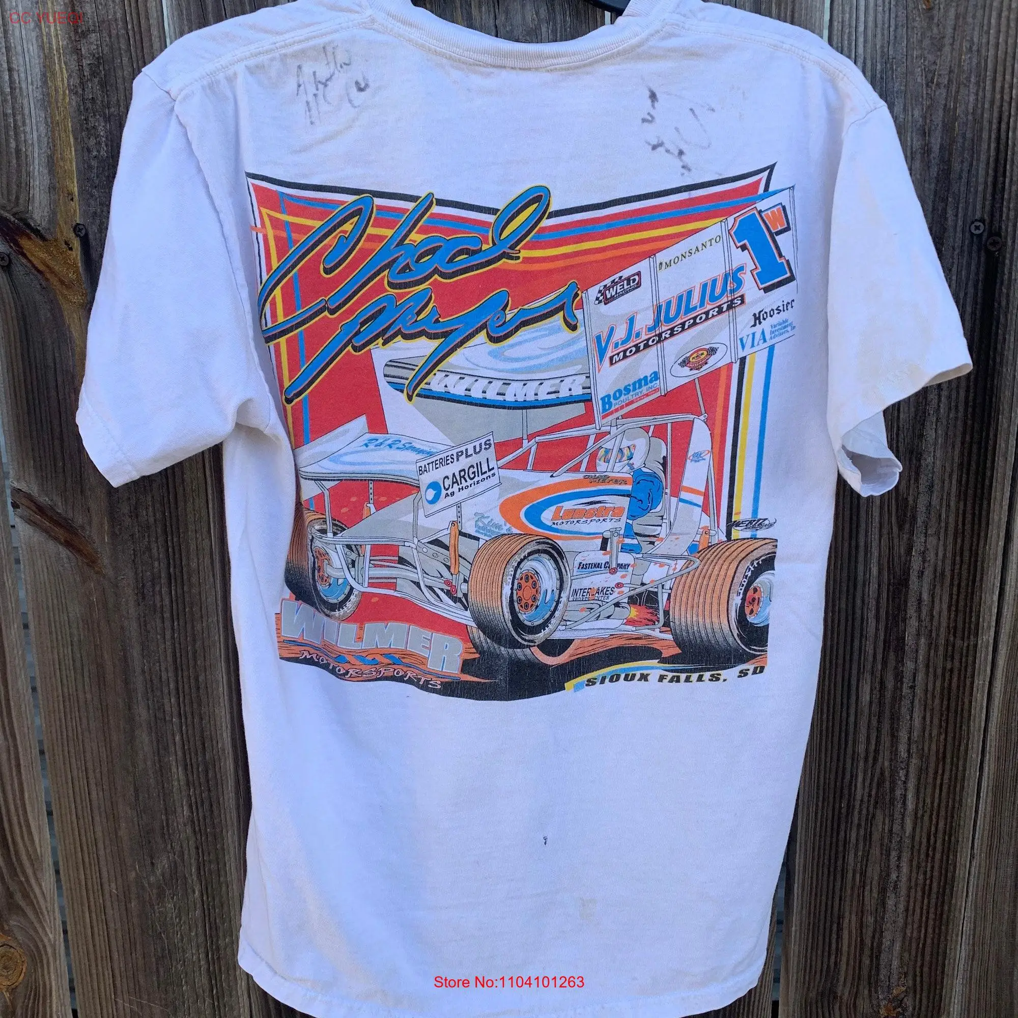 Vintage 90s 00s Chad Meyer Wilmer Motorsport Racing Signed T shirt Size M long or short sleeves