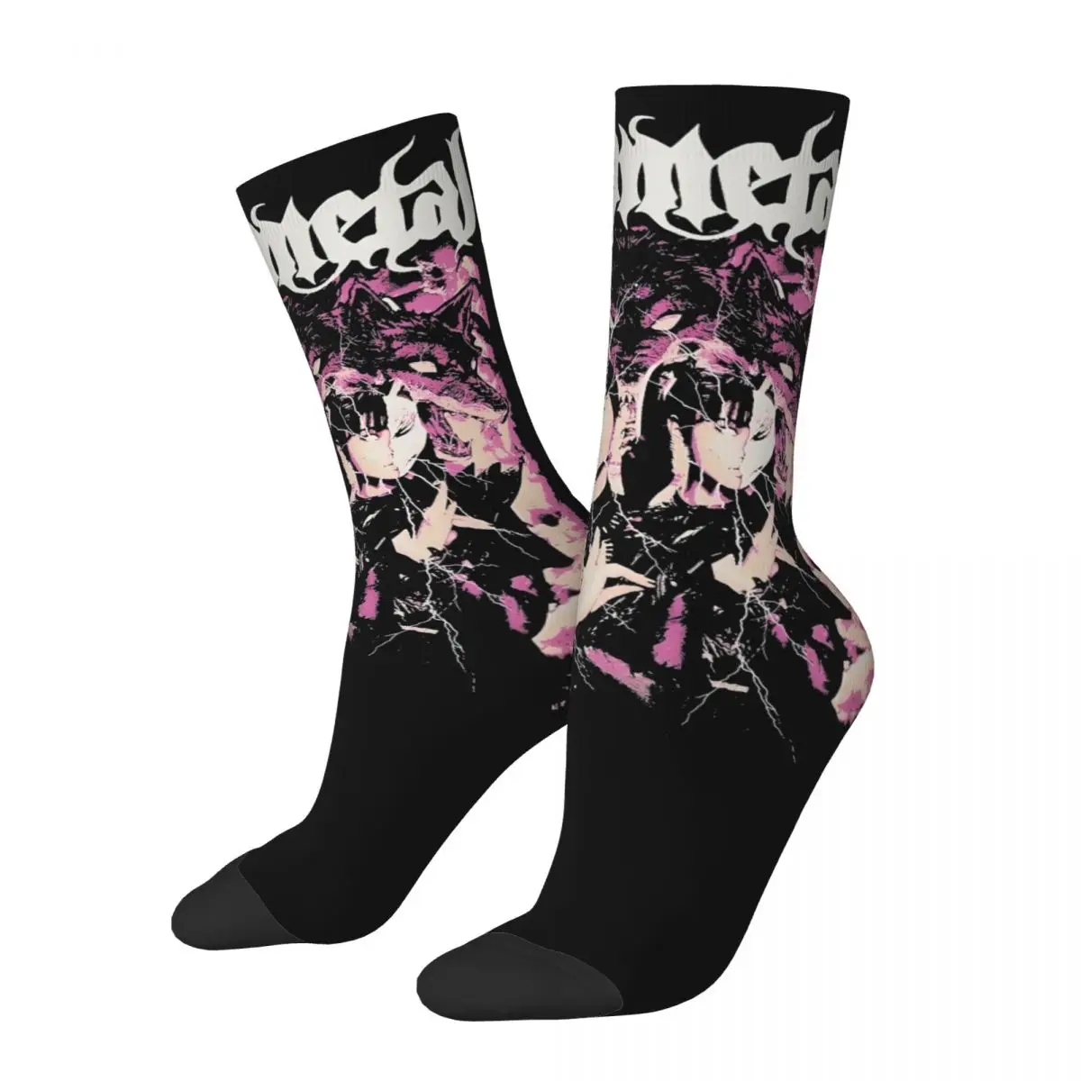 Babymetal Girls Rock Metal Band Theme Design Crew Socks Outfits for Women Men Non-slip Printing Socks