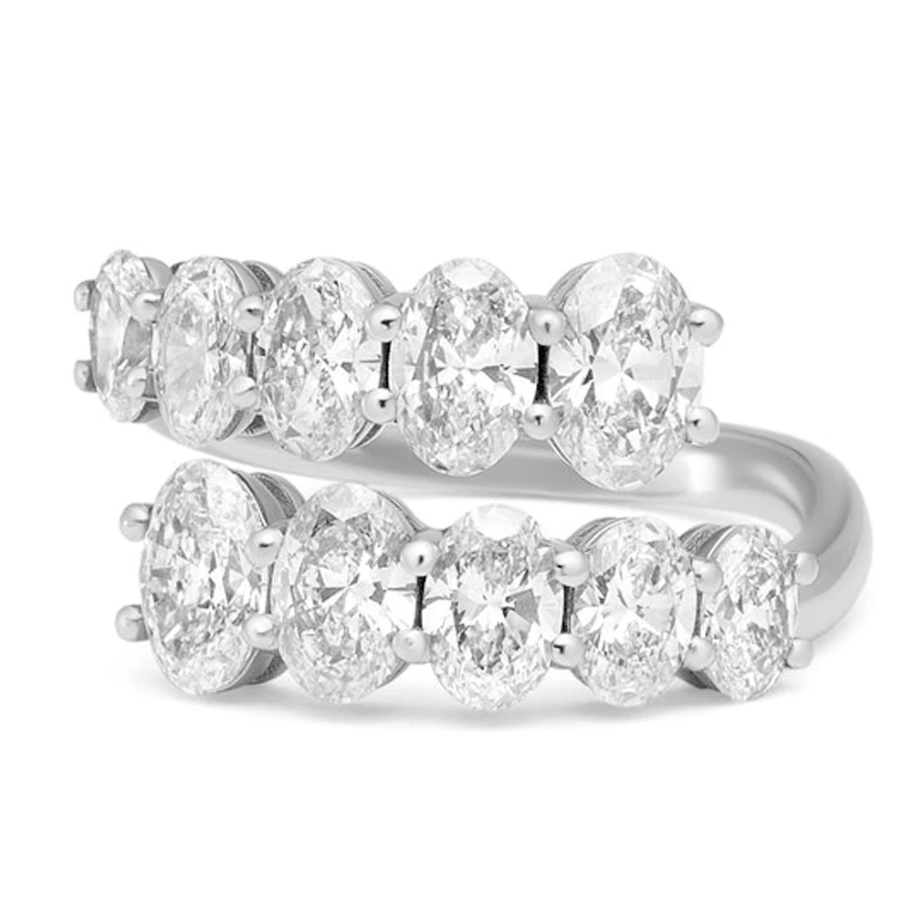 10-stones Moissanite Rings for Women GRA Certified 2.11ct Oval Cut s925 Sterling Silver Half Eternity Band Wedding Ring