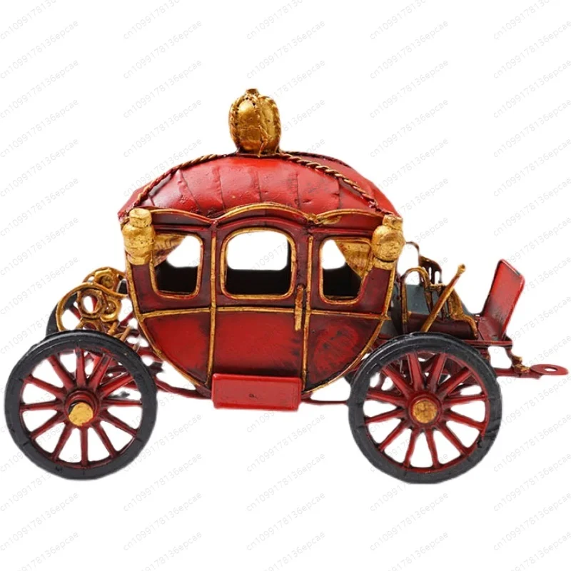 Wrought iron pumpkin carriage ornament Royal carriage model Miniature retro props Nostalgic objects Industrial style decorations